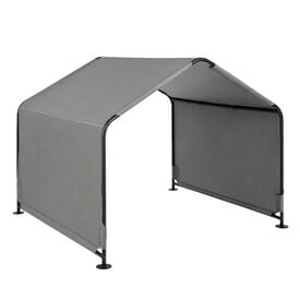 COSTWAY Sombras para Perros para Exterior, Caseta Perros Exterior con Techo Impermeable, Estacas de Tierra, Carpa con Toldo Resistente al Sol, 126 x 118 x 108 cm, Gris