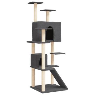 VidalXL Rascador mediano gris oscuro con cueva para gatos