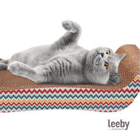 Leeby Remy Rocker rascador horizontal de cartón con estampado de colores para gatos