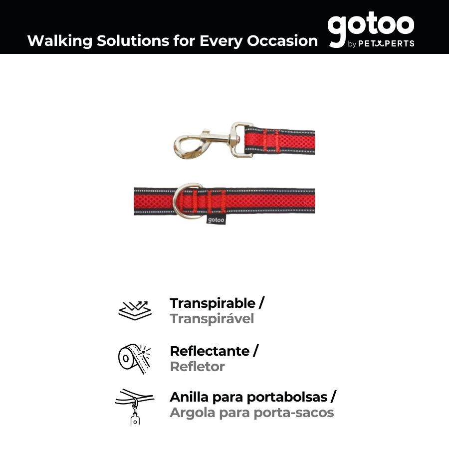 Gotoo Correa reflectante de malla roja para perro thumbnail