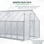Outsunny Invernadero Policarbonato Aluminio de Jardín 190x375x199 cm 7,1m² Caseta de Exterior con Base Puerta Corredera y 2 Tragaluces para Cultivo Plantas Semillas Transparente, , large indicador imagen numero 5