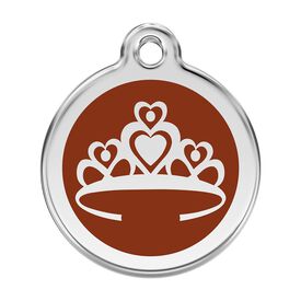 Red Dingo Placa identificativa Acero Inoxidable Esmalte Corona Marron para perros
