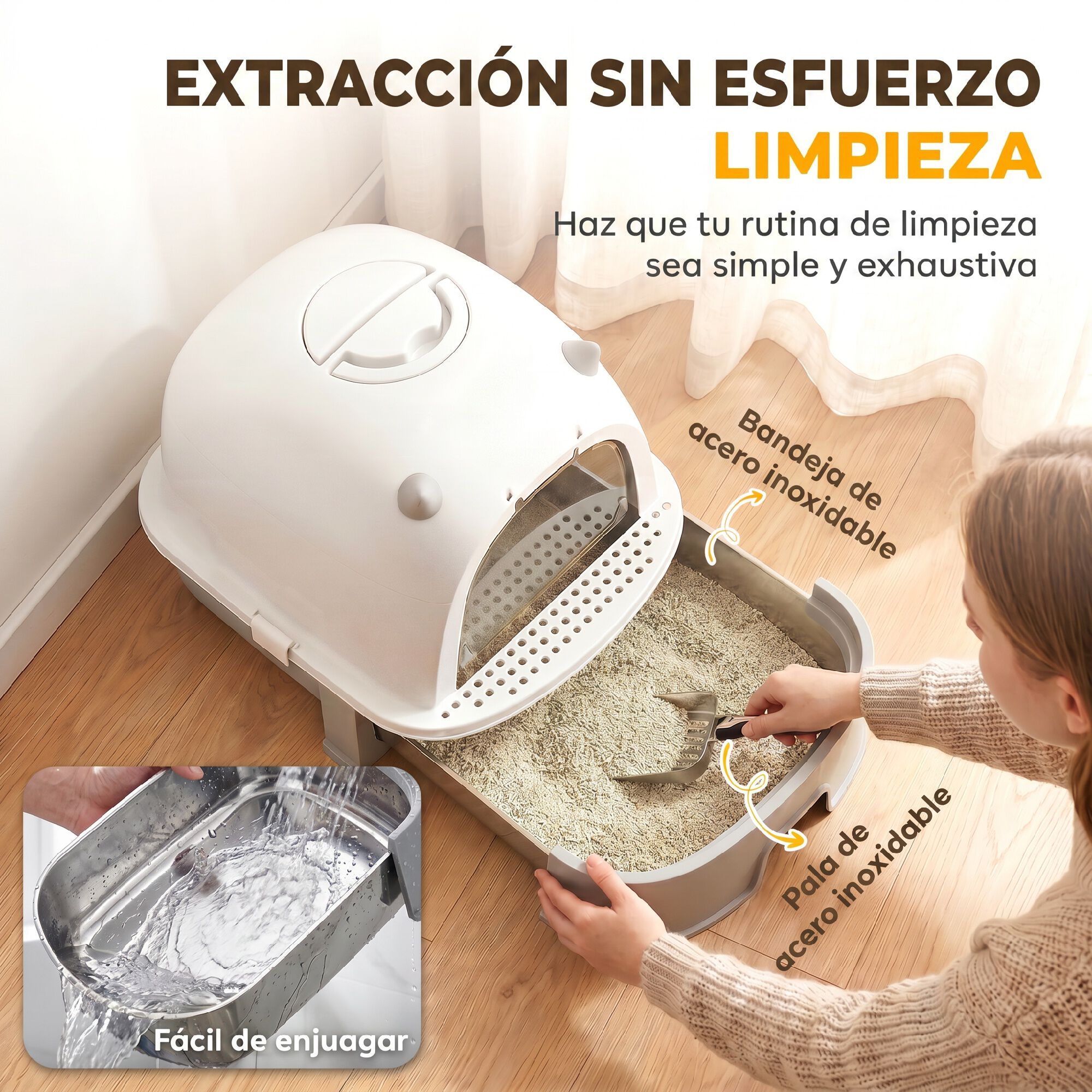 PawHut Arenero para Gato Gris, , large Imagen numero 4