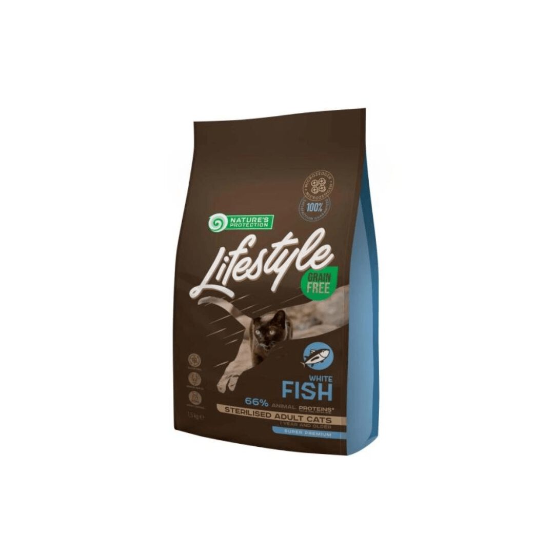 Nature&rsquo;s Protection LifeStyle Pescado Blanco Pienso Para Gatos Esterilizados 1,5 Kg, , large Imagen numero 1