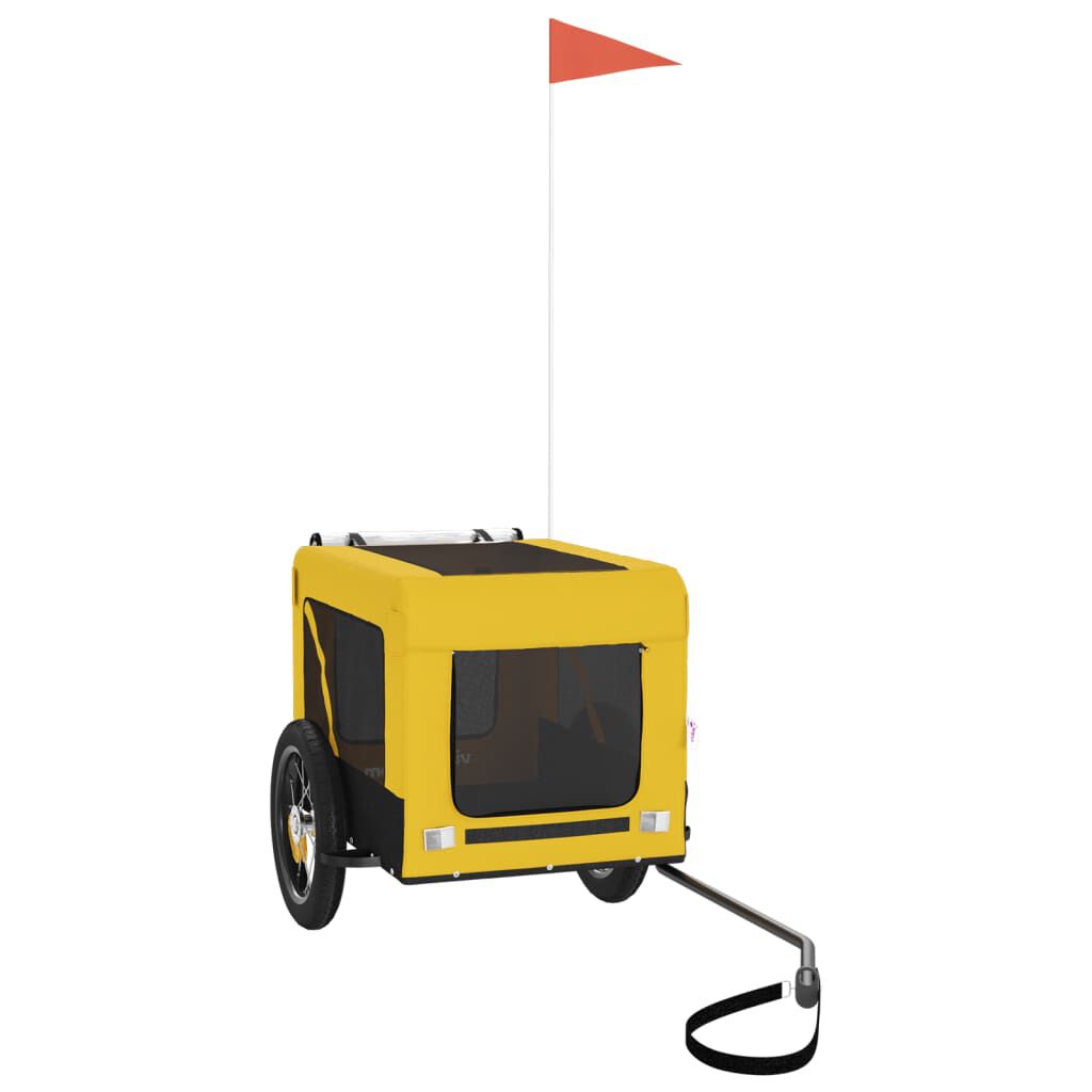 vidaXL Remolque bicicleta de perros hierro tela Oxford amarillo negro, , large Imagen numero 2