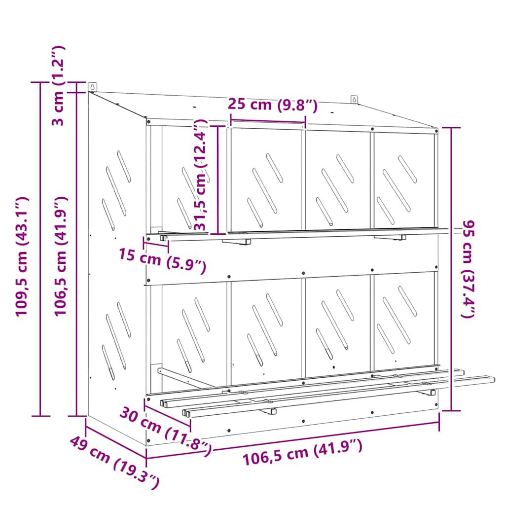 VidaXL Nido Plateado para gallinas thumbnail
