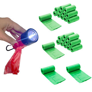 Cool Dreams Porta bolsas con linterna + 405 bolsas higiénicas resistentes para hecess de perros