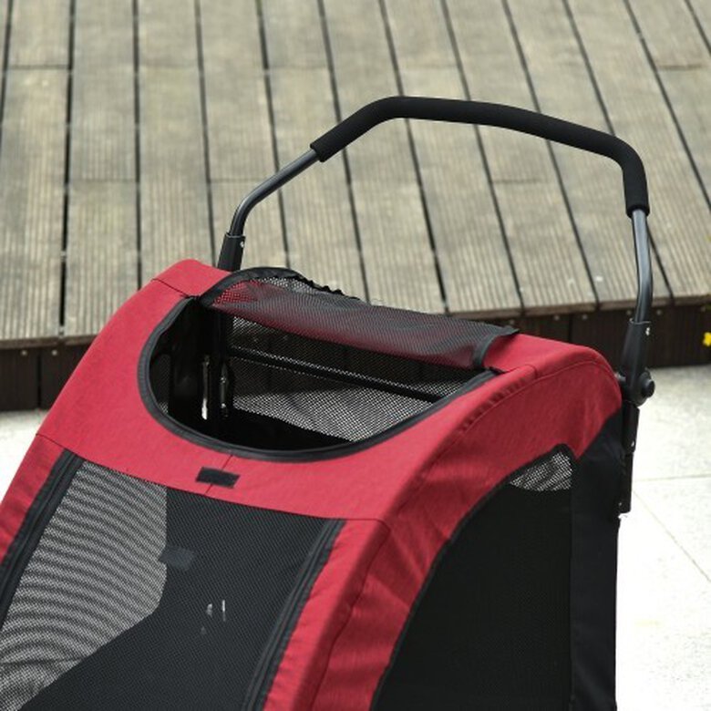 Pawhut cochecito plegable con 4 ventanas rojo para mascotas, , large image number null