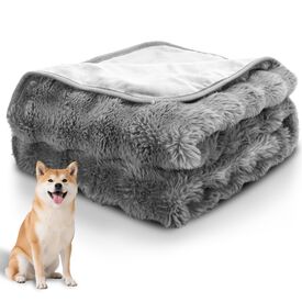 Nobelza Manta Impermeable Perro, Manta Suave de Felpa para Perros, Gatos, M 100 x 80 cn, Reversible, Lavable Mascotas de Fugas para Sofá y Cama, Gris