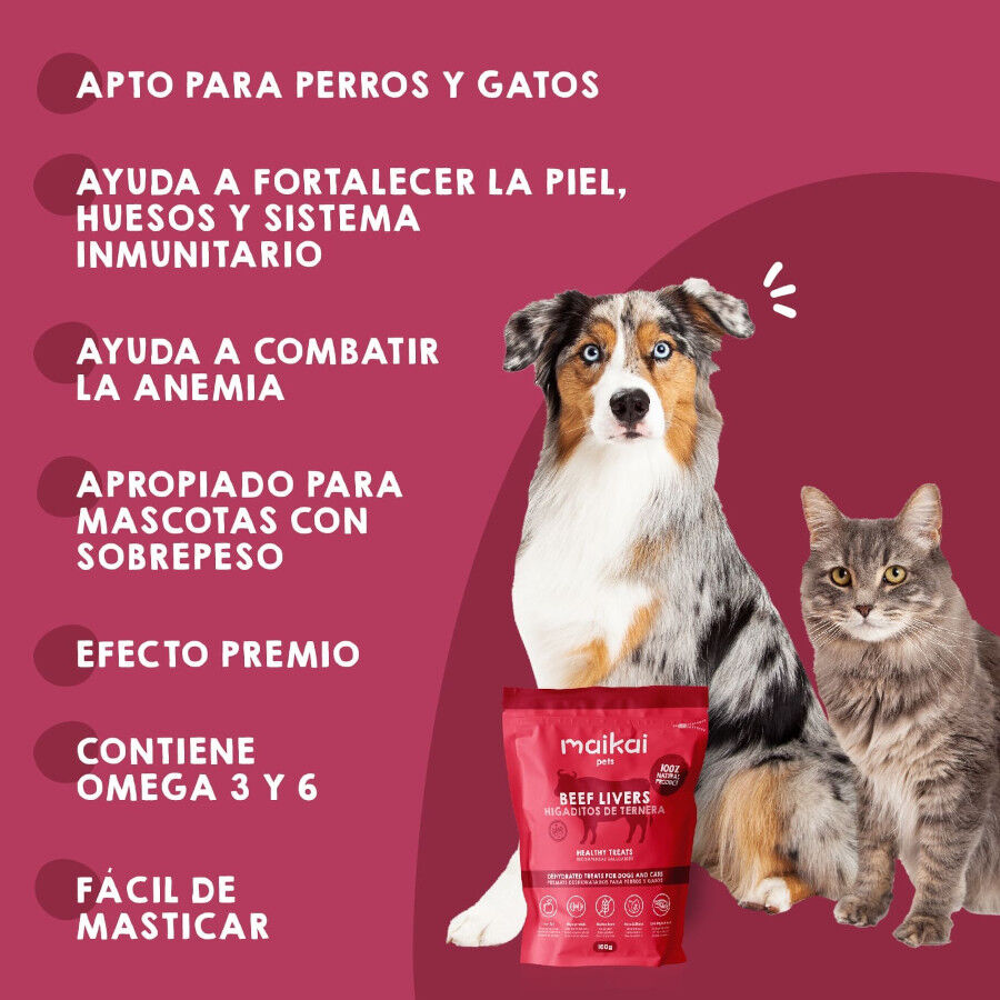 Higaditos de Ternera deshidratados. 100g. Chuches para perros y gatos. 100% Natural. MAIKAI PETS., , large Imagen numero 3