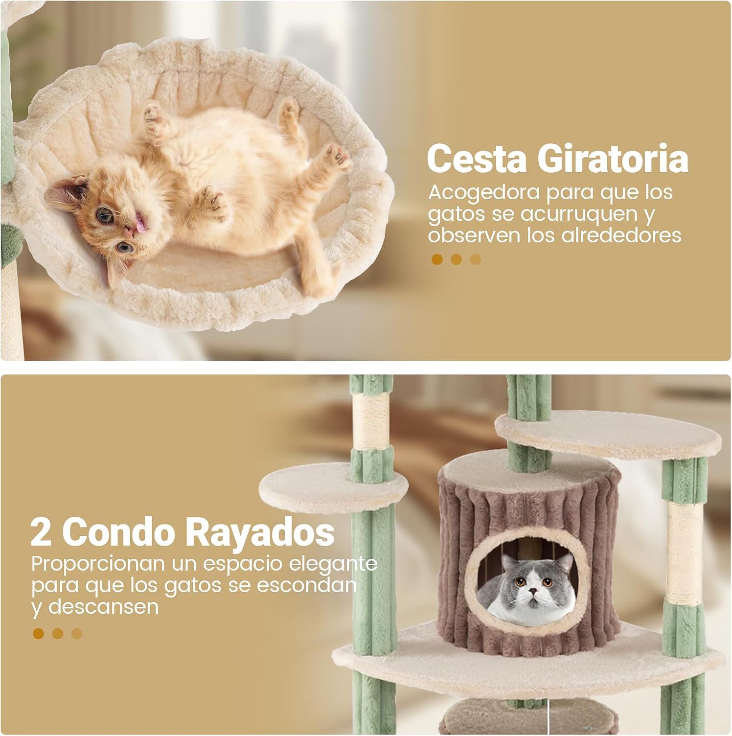 COSTWAY 163 cm &Aacute;rbol Rascador para Gatos, Torre Rascador para Gatitos con M&uacute;ltiples Plataformas Acolchadas, 2 Condos, Poste de Sisal, Bolas Colgantes, Centro de Actividades para Hogar con Varios Gatos, , large Imagen numero 4