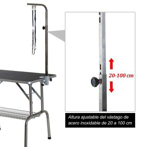 Mesa de peluquer&iacute;a PawHut plegable con patas de acero color Negro, , large Imagen numero 5