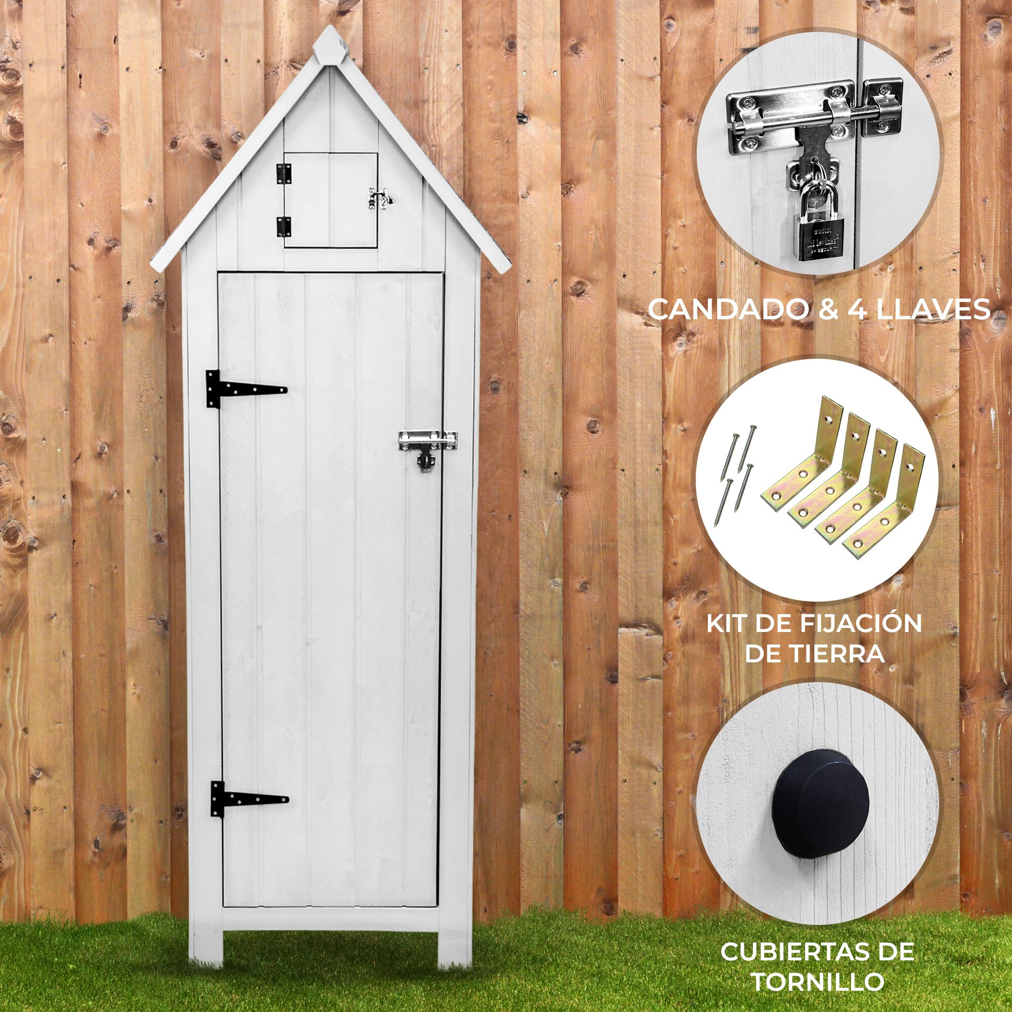 Cobertizo de Jard&iacute;n de Madera - Blanco, , large Imagen numero 4