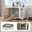 PawHut Mueble Arenero Blanco y Roble, , large indicador imagen numero 3
