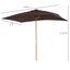 Outsunny Sombrilla de Jardín 2x3x2,5 m Parasol de Jardín de Madera con Techo de Ventilación y Manivela Impermeable para Terraza Balcón Exterior Café, , large indicador imagen numero 3