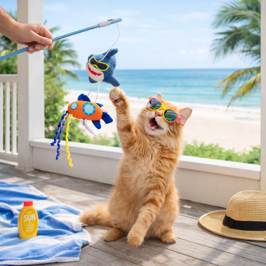 Summer Vibes Caña de Pescar con Submarino Juguete para gatos