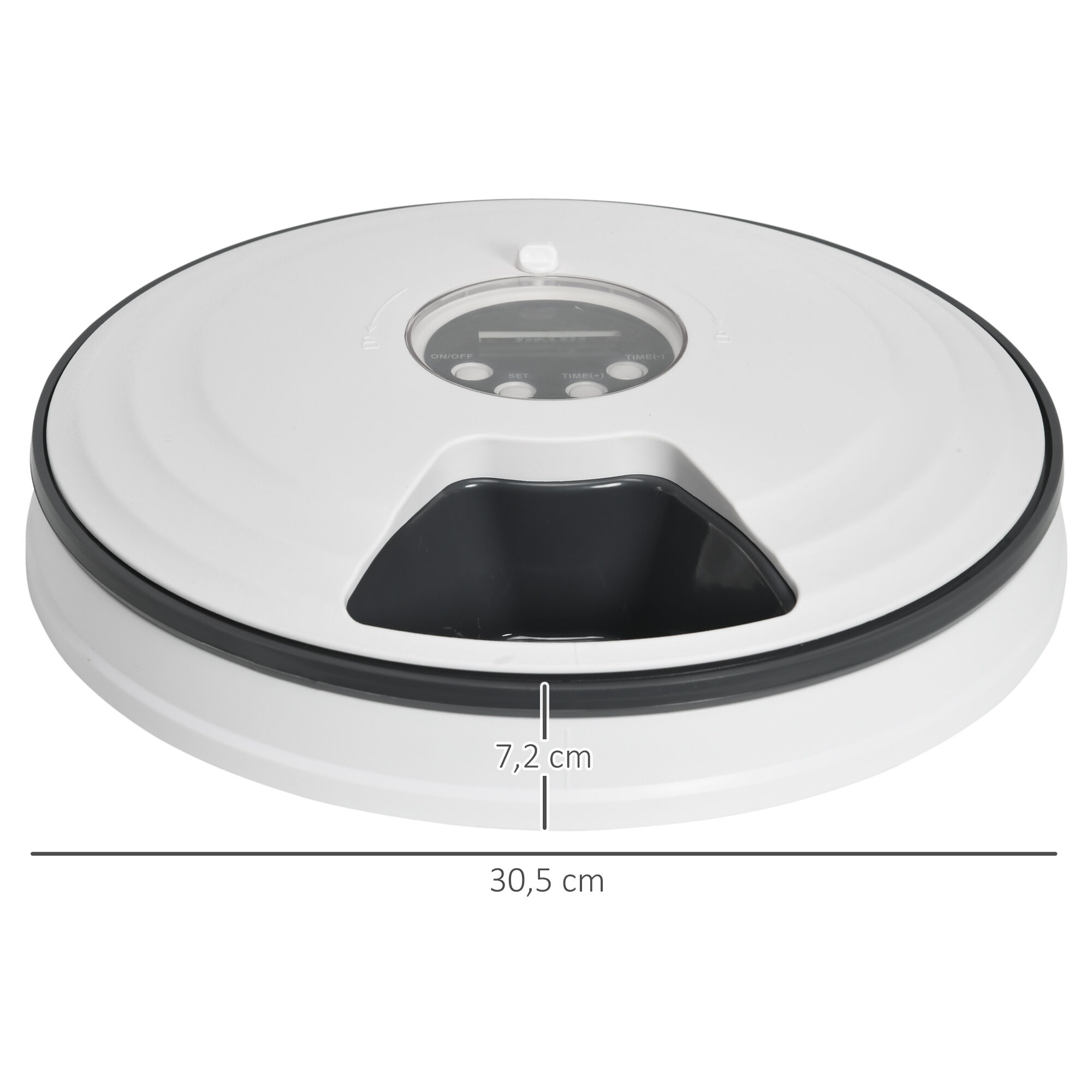 PawHut Alimentador Autom&aacute;tico para Gatos y Perros Comedero Autom&aacute;tico para Mascotas con Temporizador Pantalla LED Digital 6 Cuencos 128 ml y 4 Comidas al D&iacute;a &Oslash;30,5x7,2 cm Blanco, , large Imagen numero 3