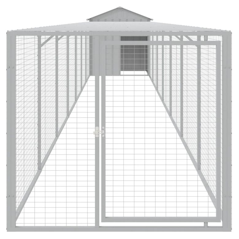 vidaXL Gallinero con corral acero galvanizado gris claro para gallina thumbnail