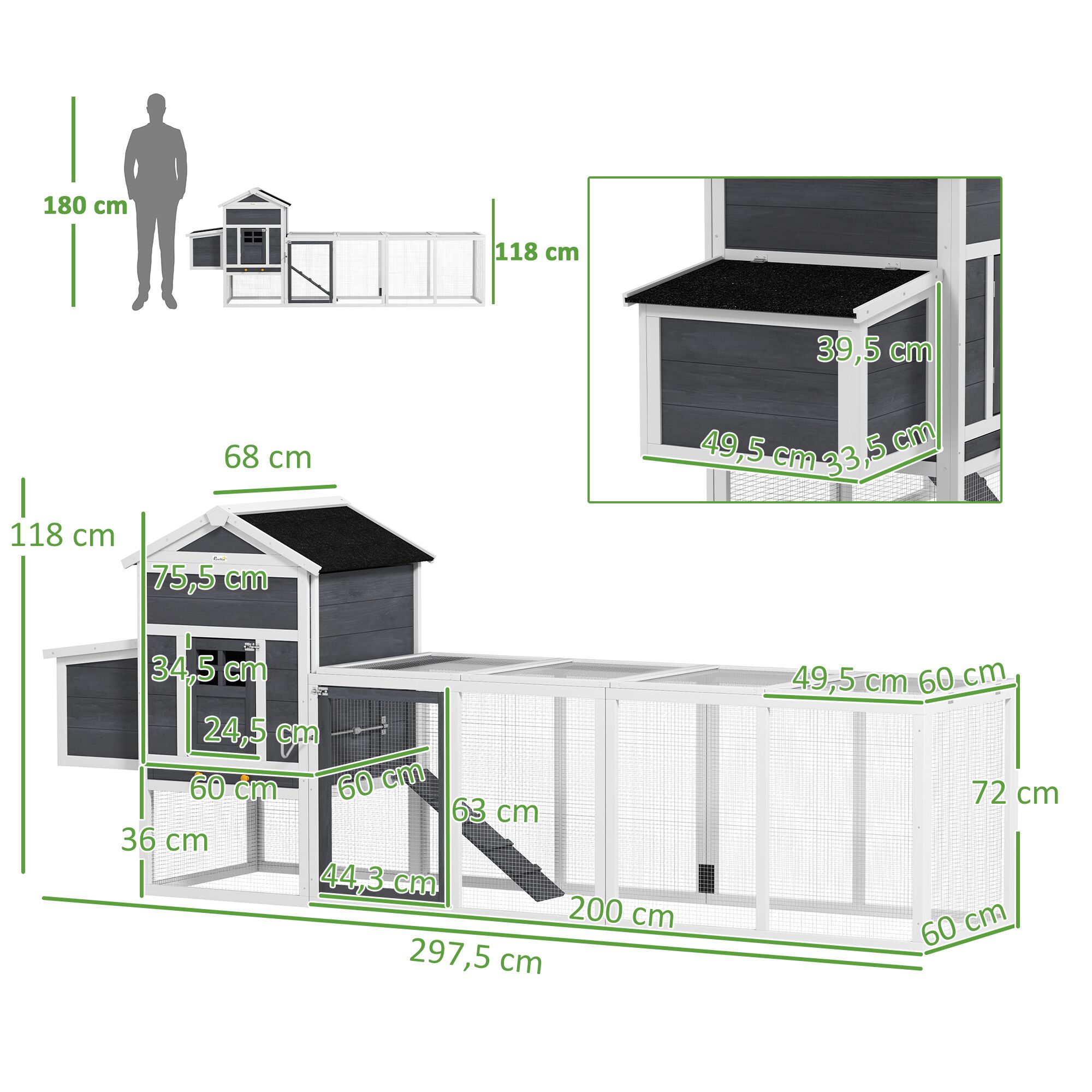 PawHut Gallinero Exterior Blanco y Gris thumbnail