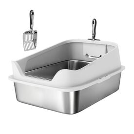 PawHut Arenero Acero Inoxidable Gris para gatos