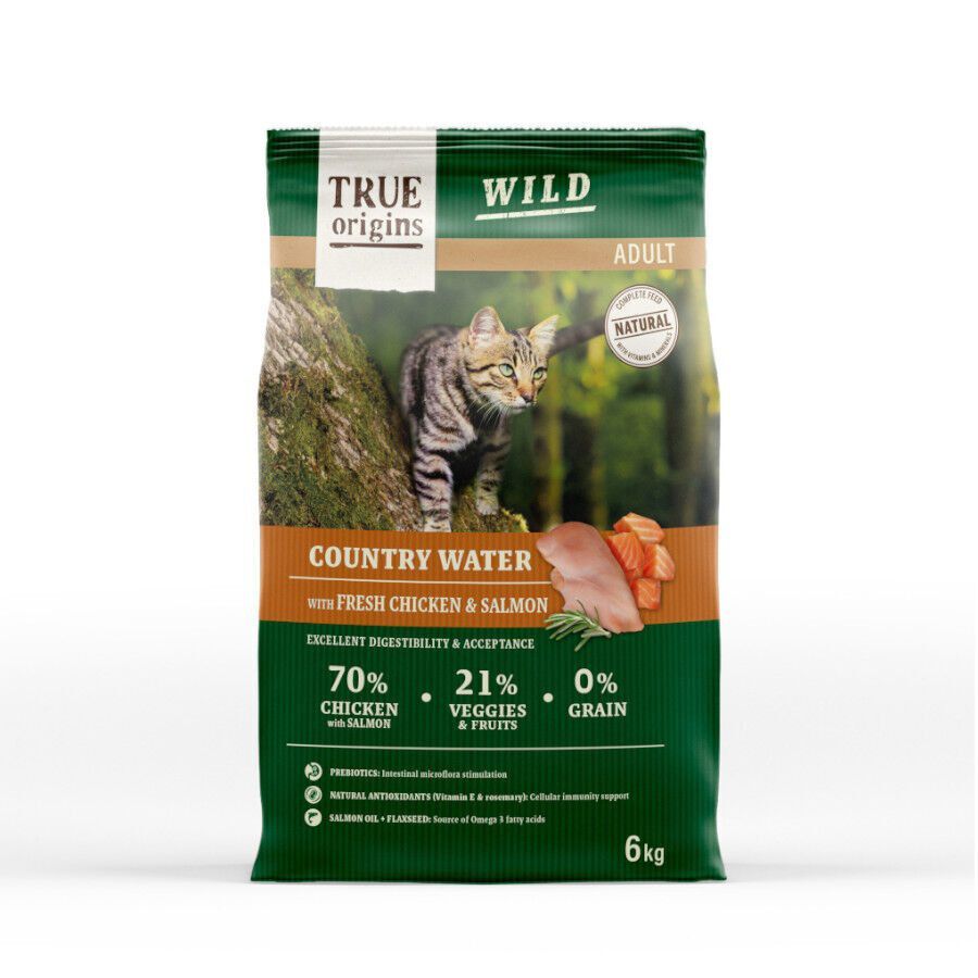 True Origins Wild Adult Country Water Pollo y Salmón pienso para gatos