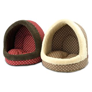 Cama para perros y gatos en forma de Cueva lunares Color Rojo