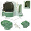 PawHut Arenero para Gatos con Cubierto Caja de Arena para Gatos en Forma de Cápsula Espacial con 2 Bandejas Extraíbles y Pala 52x60x42 cm Verde, , large indicador imagen numero 3