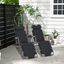 Outsunny 2 Tumbonas Reclinables y Plegables Tumbonas de Jard&iacute;n con Respaldo Ajustable Reposabrazos Almohada y Reposapi&eacute;s Carga 136 kg para Exterior Terraza 135x60x89 cm Negro, , large indicador imagen numero 2