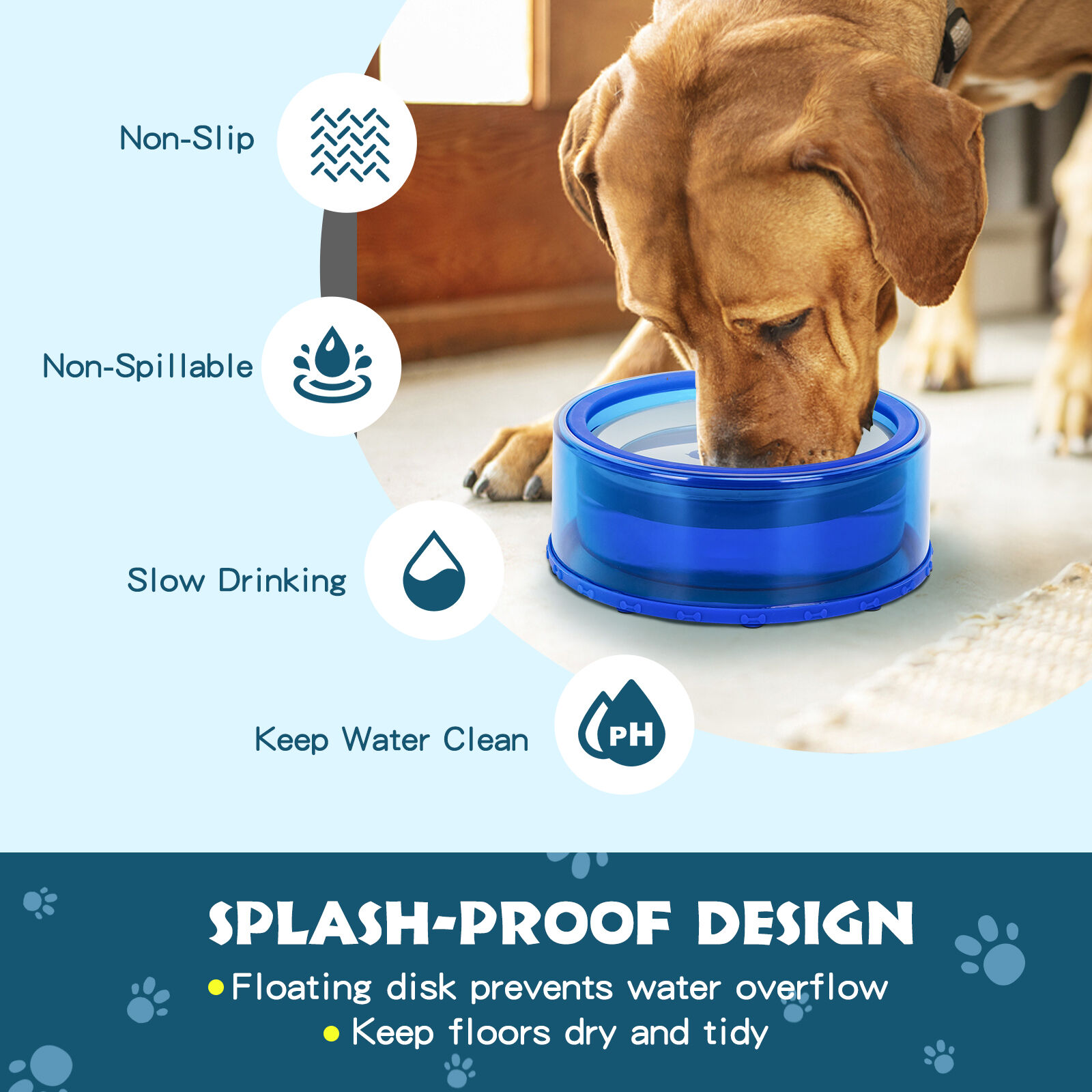 Nobleza-1L Bebedero Antisalpicaduras Perro,Cuenco de Agua Flotante para Mascotas,Bebedero para Perros,Bebedero Gatos,Sin Derrames,Antidesbordamiento,Azul, , large Imagen numero 2