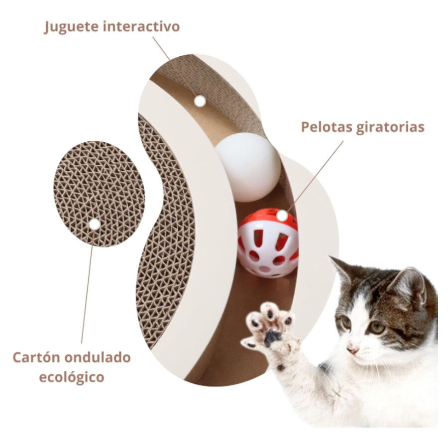 Althea Living - Juguete Interactivo Rascador para Gatos con cart&oacute;n corrugado y pelotas giratorias, , large Imagen numero 3