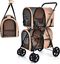 COSTWAY Cochecito Multifuncional 4 en 1 para Perros y Gatos, Cochecito para Mascotas de Doble Nivel, Carrito para Mascotas, Cochecito Plegable Desmontable para Mascotas con 4 Ruedas (beige), , large indicador imagen numero 1