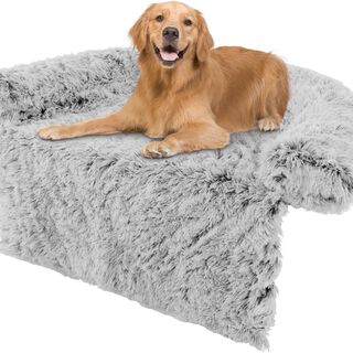 COSTWAY Cama Antideslizante con Funda Extraíble Lavable/Cuello Acolchado Suave Blanco Grisáceo para Perros