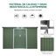 Outsunny Cobertizo de Jardín 280x130x172 cm Base de 3,2 m² Caseta de Exterior Metálica para Almacenamiento de Herramientas con 2 Puertas Correderas y 2 Orificios de Ventilación Verde, , large indicador imagen numero 9