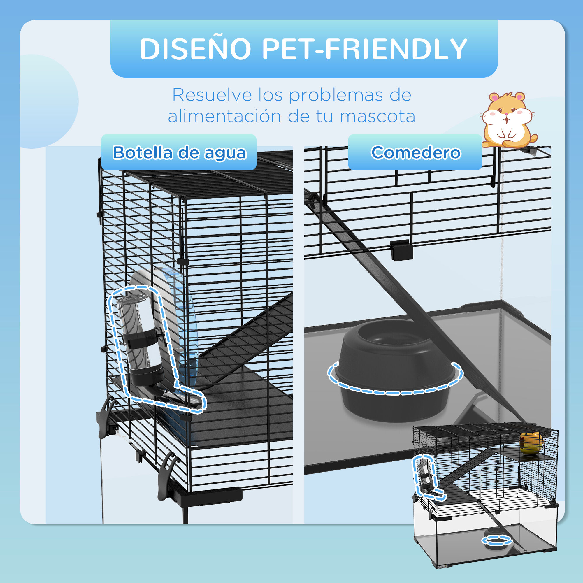 PawHut Jaula Negra para Roedores thumbnail