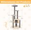 COSTWAY &Aacute;rbol Rascador para Gatos Grandes de 197 cm, Torre de Escalador para Gatos de M&uacute;ltiples Niveles con Acolchado Superior, Casa, Alfombrillas Desmontables, Postes para Rascar, Base Estable, Gris, , large indicador imagen numero 5