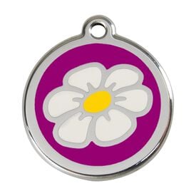 Red Dingo Placa identificativa Acero Inoxidable Esmalte Margarita Morado para perros