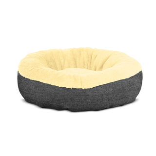 Gauty Cama Redonda Denim y pelo negro y beige para Perros y Gatos