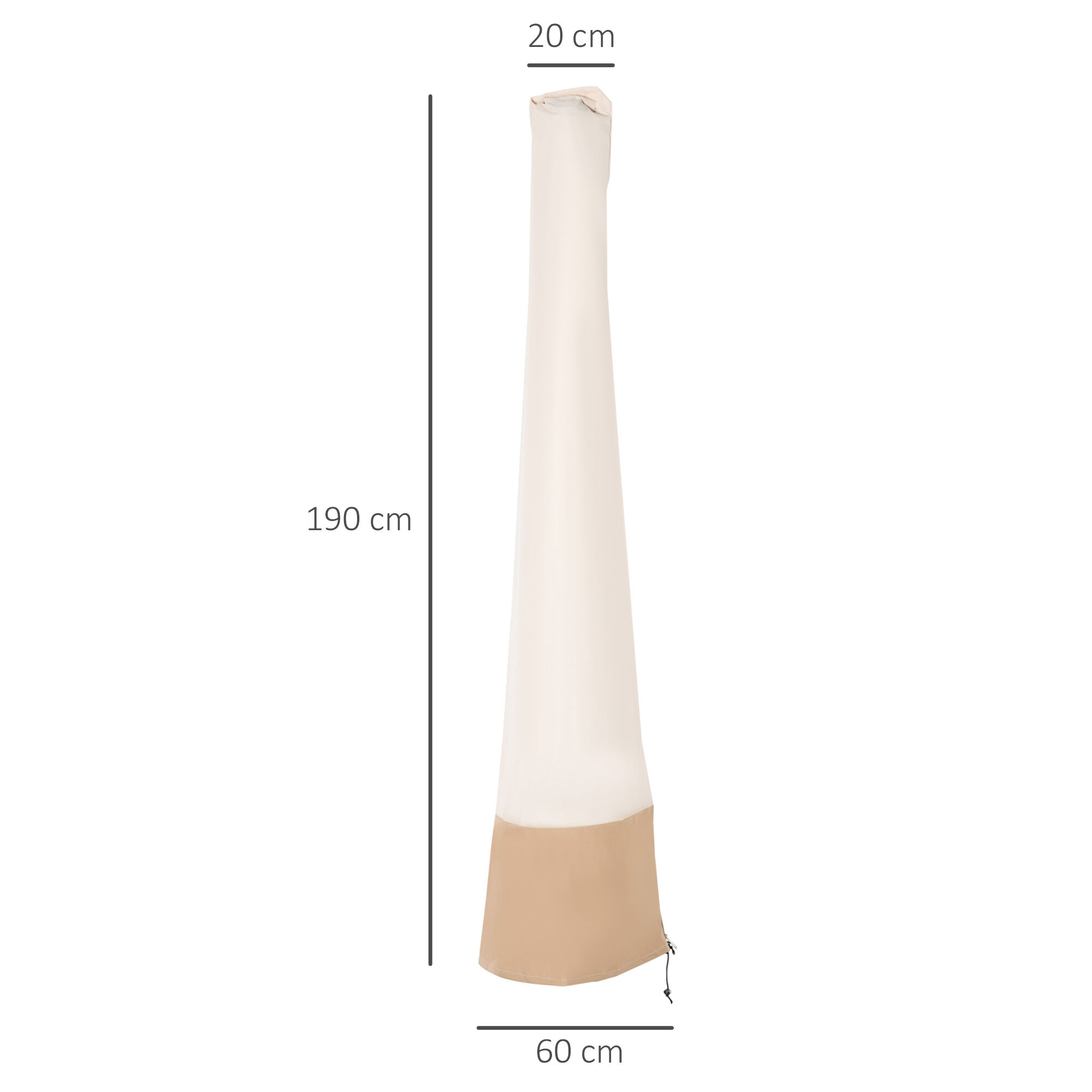 Outsunny Funda para Sombrilla de Jard&iacute;n Impermeable de Tela Oxford 600D &Oslash;60x190 cm Funda Protectora de Parasol con Banda El&aacute;stica y Cremallera para Patio Terraza Exterior Beige, , large Imagen numero 3