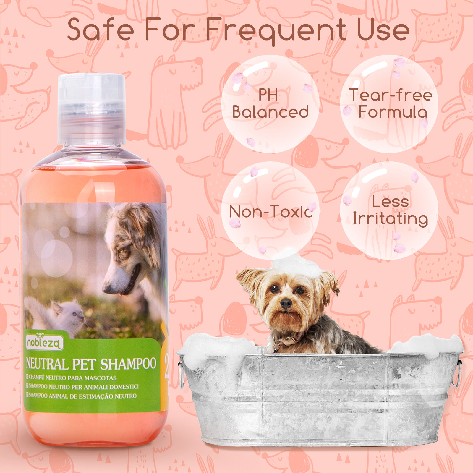 Nobleza Champ&uacute; para perros 250 ml - Champ&uacute; antiparasitario para perros y gatos Champ&uacute; nutritivo para perros para pieles sensibles y pelaje brillante, pH neutro, hidratante e hidratante, , large Imagen numero 3