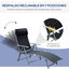 Outsunny Tumbona Plegable Tumbona de Jardín con Respaldo Ajustable en 7 Niveles Almohada y Reposabrazos Carga 165 kg para Piscina Terraza Camping 137x63,5x100,5 cm Negro, , large indicador imagen numero 4
