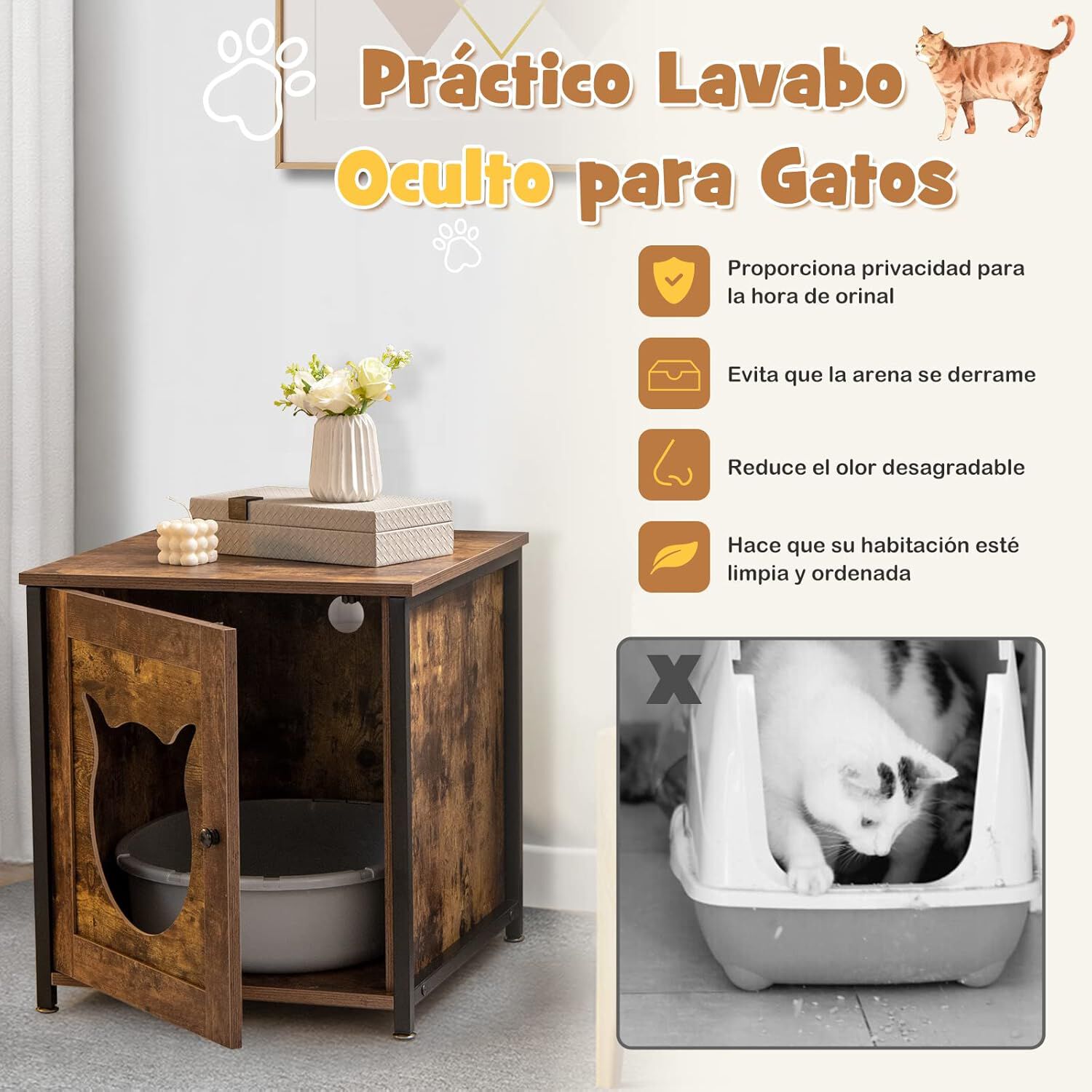 COSTWAY Mueble Arenero para Gatos thumbnail