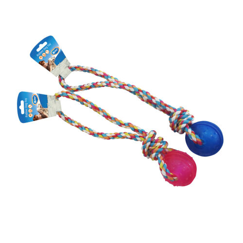 DUVO JUGUETE PERRO TPR BOLA CON ASA CUERDA 37 CM, , large Imagen numero 1