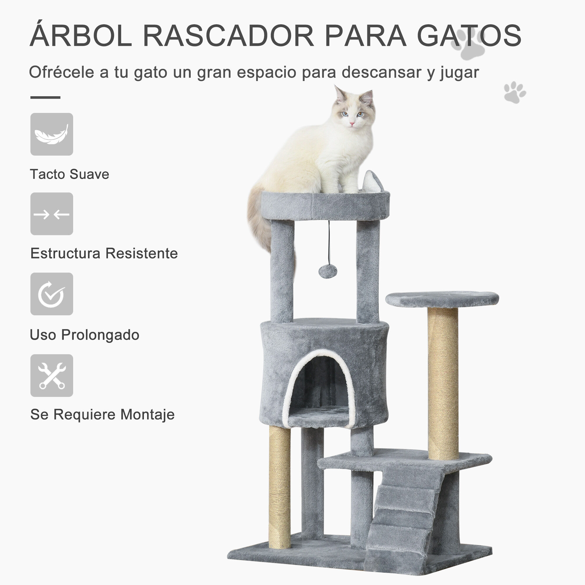 PawHut Árbol Rascador de 5 Niveles Torre para Gatos thumbnail
