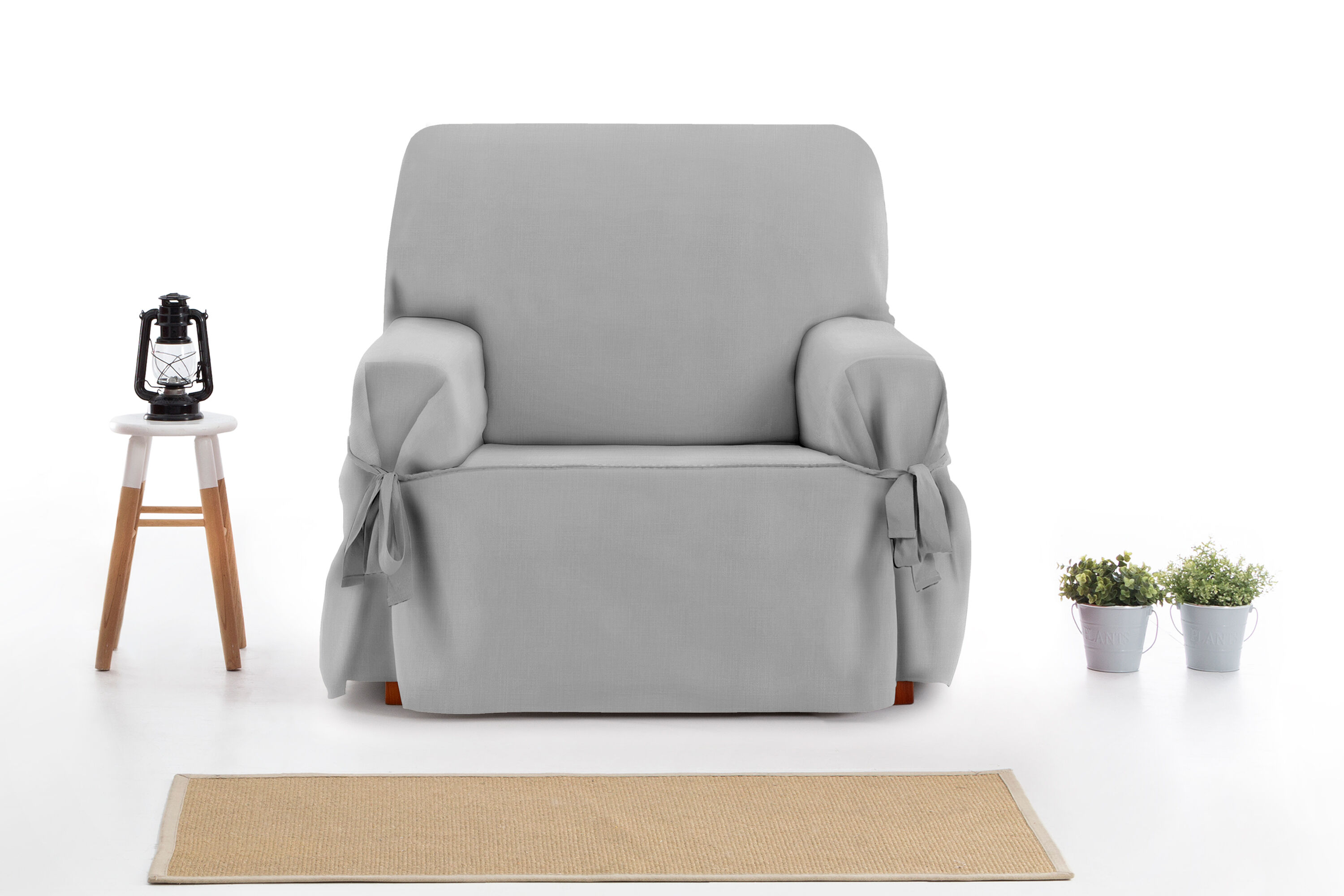 Protector Funda Sofa 3 Plazas con lazos. Color Gris Oscuro. 3 plazas (180 - 230 cm), , large Imagen numero 6