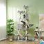 PawHut Árbol Rascador para Gatos Grande Altura 206 cm Árbol para Gatos Torre para Gatos con Plataformas Cuevas Bolas Colgantes y Hamacas Gris Claro, , large indicador imagen numero 2