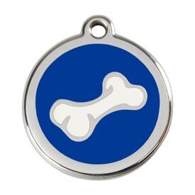 Red Dingo Placa identificativa Acero Inoxidable Esmalte Comic Hueso Azul para perros