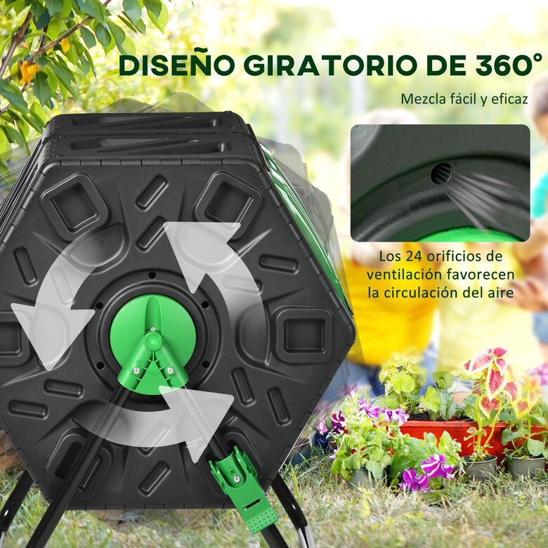 Outsunny Compostador Negro de doble cámara para jardín thumbnail