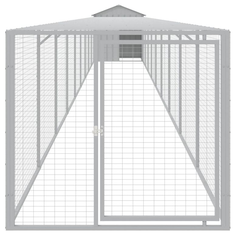 vidaXL Gallinero con corral acero galvanizado gris claro para gallina thumbnail
