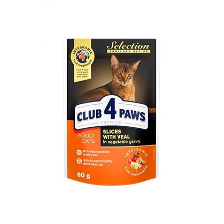 Club 4 Paws Pienso húmedo para gatos Ternera en salsa de verduras, , large image number null