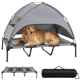 COSTWAY Cama Elevada para Perros con Toldo Extra&iacute;ble (122,5 x 91 x 95 cm)